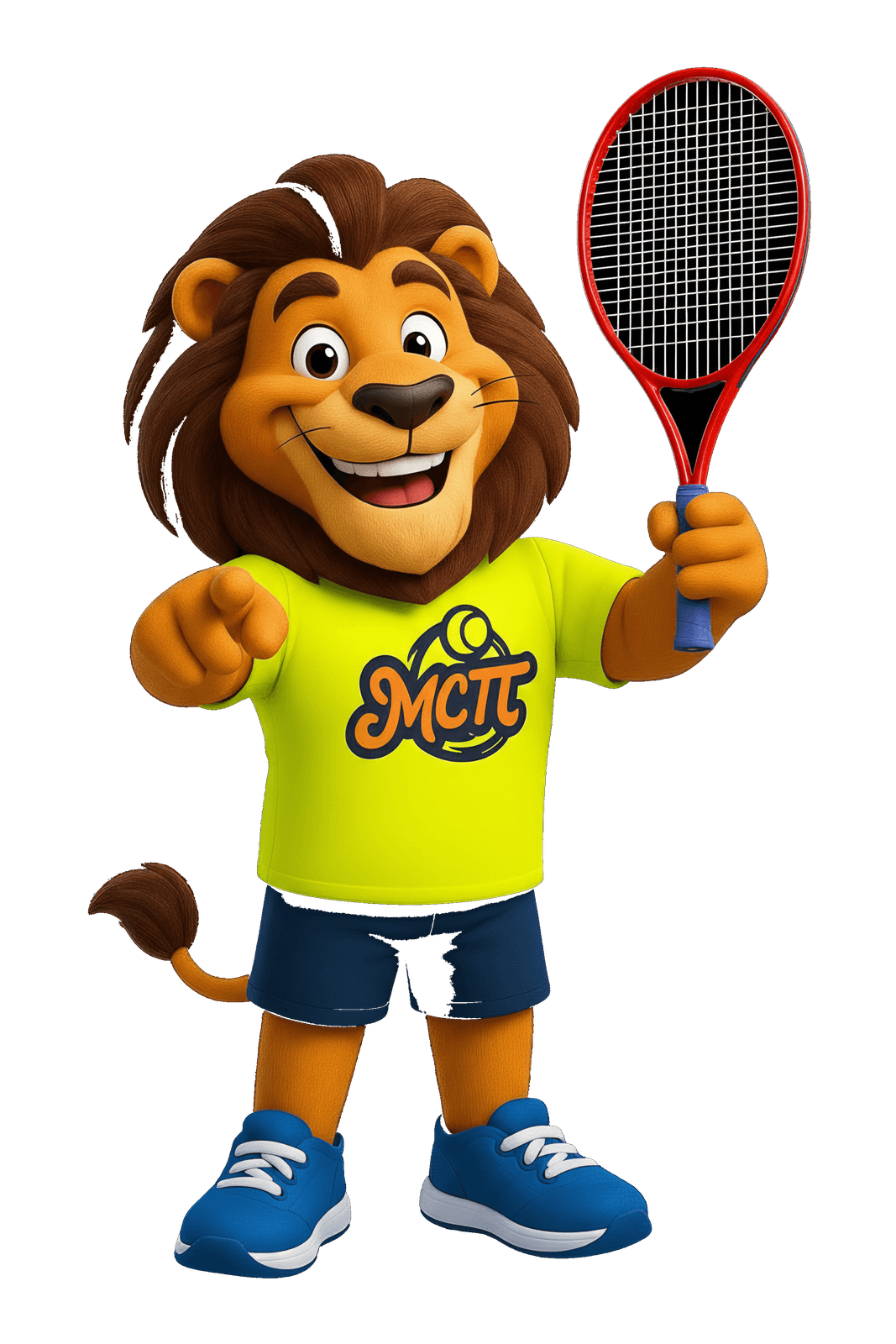 LEO, la mascotte del LEO Club MCTT, con la racchetta