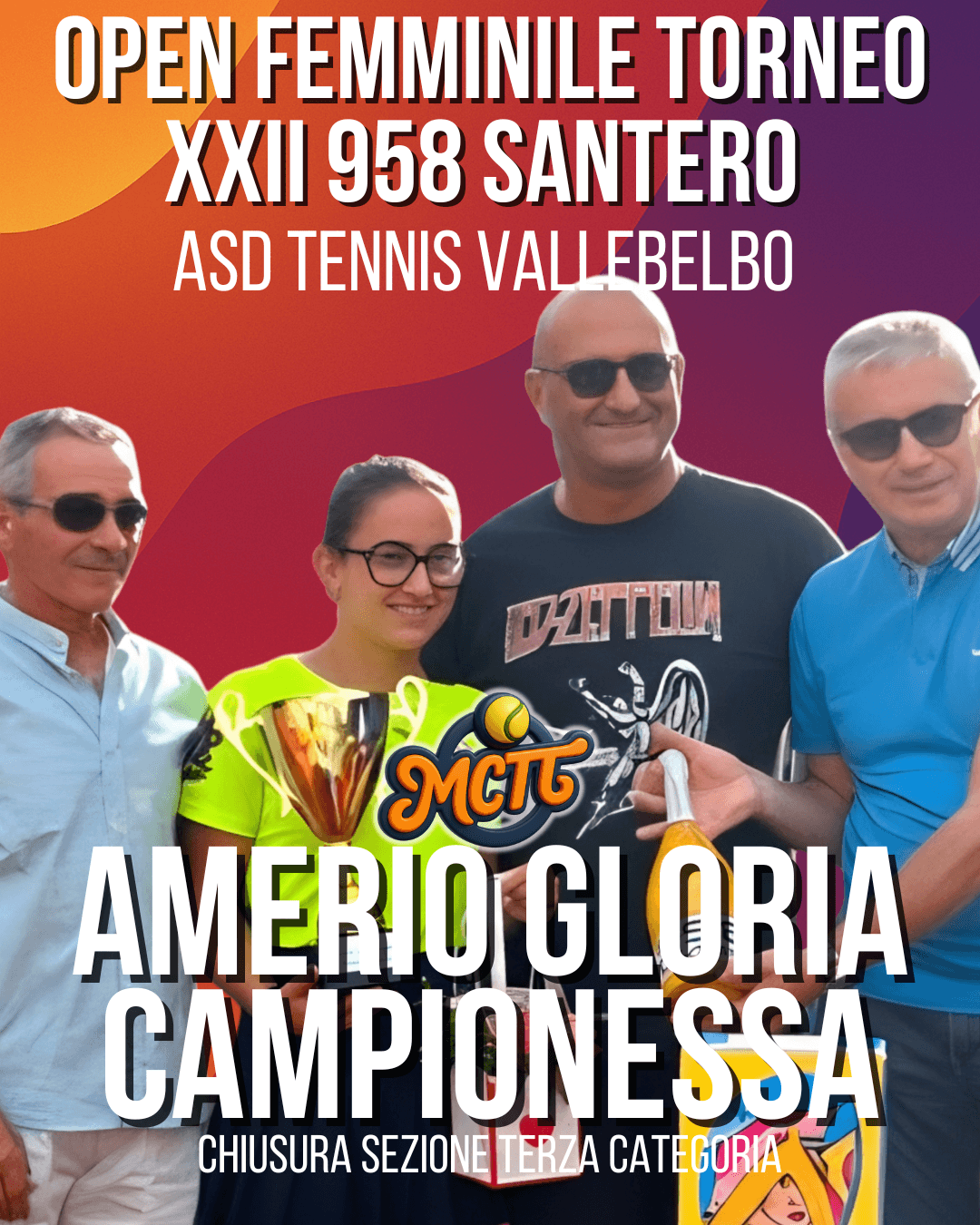Gloria Amerio conquista la sezione intermedia di terza categoria al Torneo Open 958 – XII Edizione